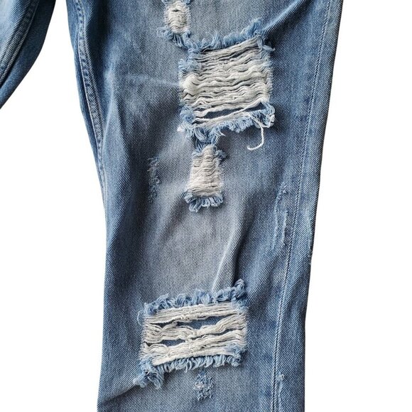 Zara Woman Medium Rise Relaxed Fit Distressed Soft Jeans 100% Cotton Size 8 - Picture 5 of 16